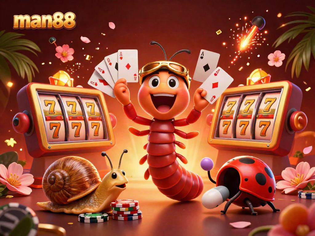 Experience thrilling gameplay at man88 with a vibrant casino scene featuring dynamic characters and slot machines.