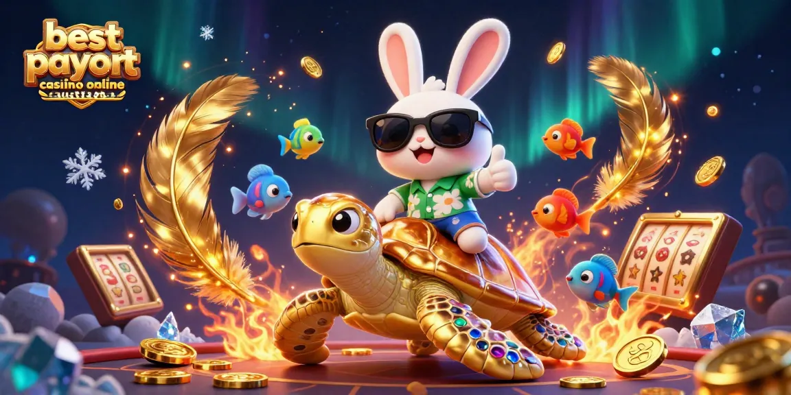 Experience the excitement of the best payout casino online Australia with a lucky rabbit and golden turtle in a vibrant 3D scene.